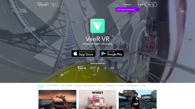 VRに対応した動画が楽しめるサイト「VeeR」